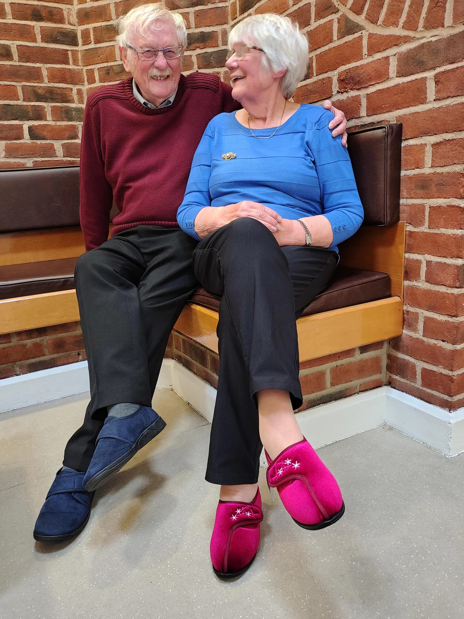 Alice and Robert Clark with their new slippers